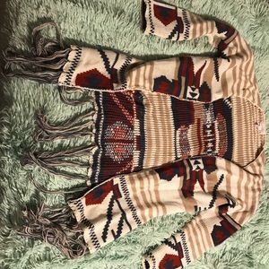 Cardigan Sweater with Aztec design.